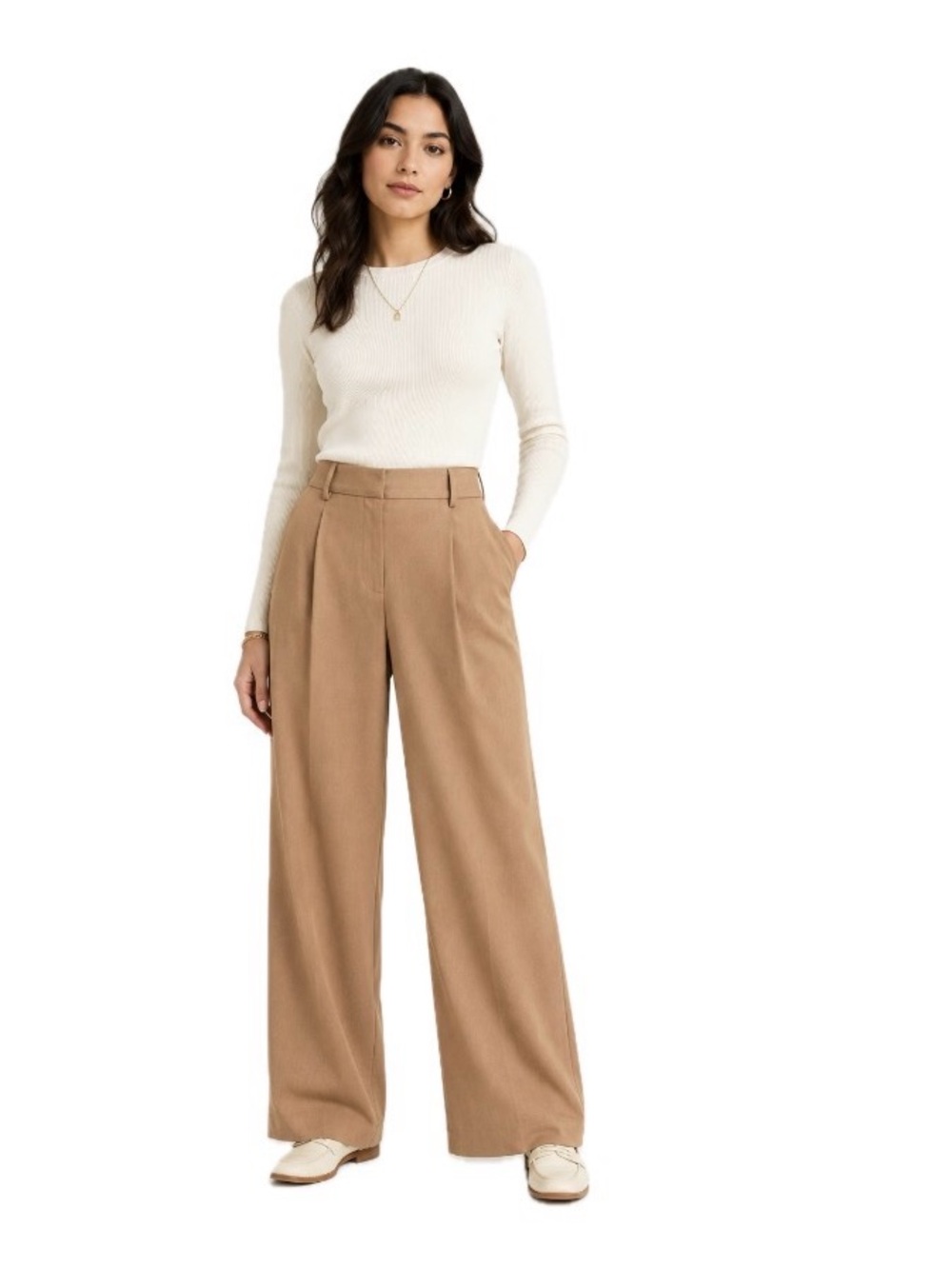 LOFT , The Peyton Trouser Camel Brown Wide Leg Pants, Size 12 NWT
